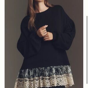 Tulle-Hem Pullover Sweatshirt